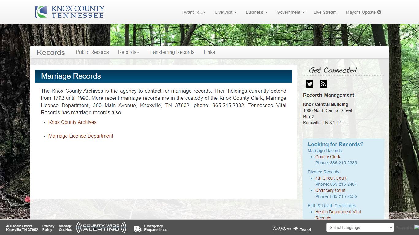 Marriage Records - Knox County Tennessee Government